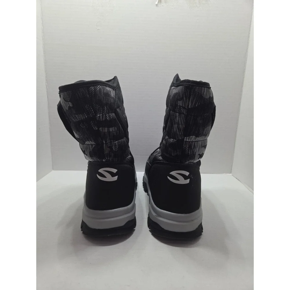 Hobibear Kids Winter Snow Boots Camo Black Grey Faux Fur Lined AW3771 Size 39